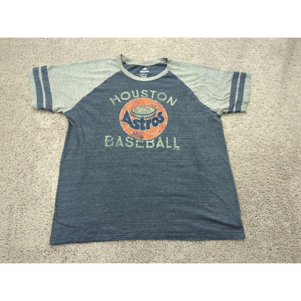 Houston Astros T Shirt Mens 2XL Short Sleeve MLB Baseball Fanatics Blue Gray
